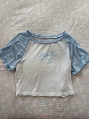 Heaven Sent Light Blue & White Ribbed Baby Tee